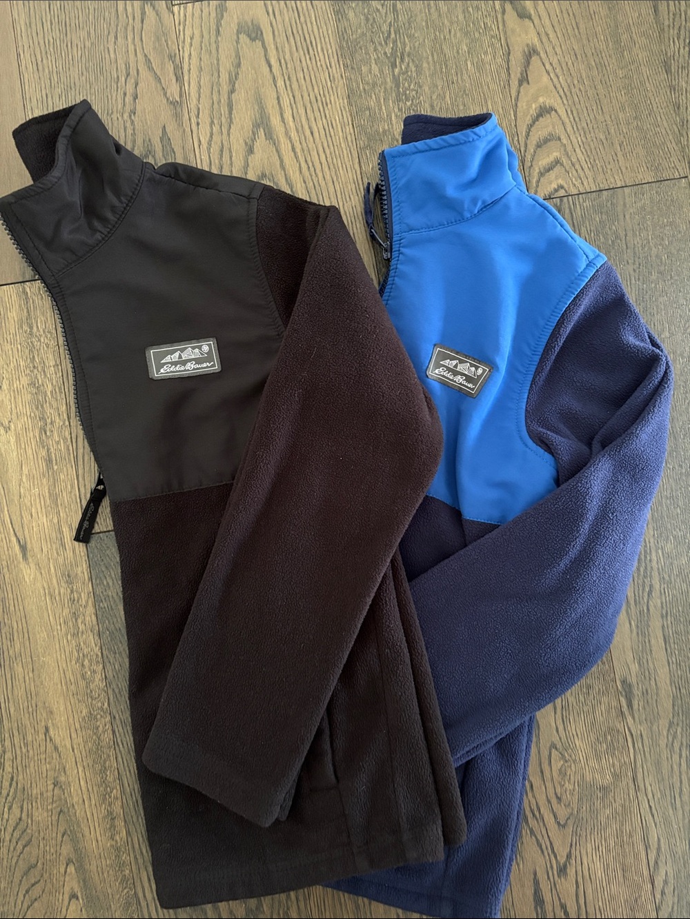 Set of 2 Eddie Bauer Blue and Black Kids Fleece Jacket (size 7/8)
